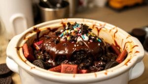 oreo lava cake crockpot with candy bar recipe