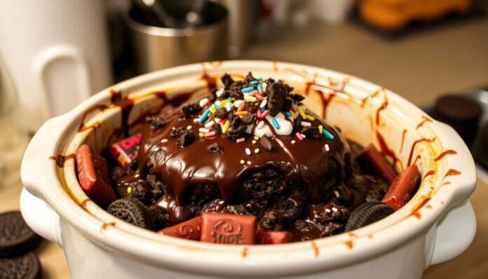 oreo lava cake crockpot with candy bar recipe