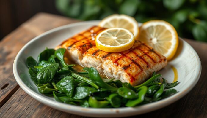 recipes with salmon and leaf spinach